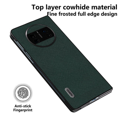 ABEEL Protective Cover for Huawei Mate X3 5G Anti-Drop Cross Texture Cowhide Leather + PC Phone Case