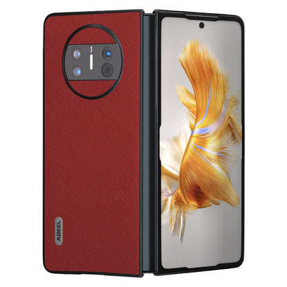 ABEEL Protective Cover for Huawei Mate X3 5G Anti-Drop Cross Texture Cowhide Leather + PC Phone Case