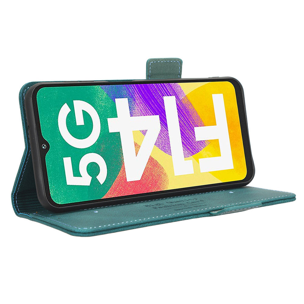For Samsung Galaxy F14 5G Fall Proof Phone Case Hardware Decor PU Leather Wallet Stand Cover
