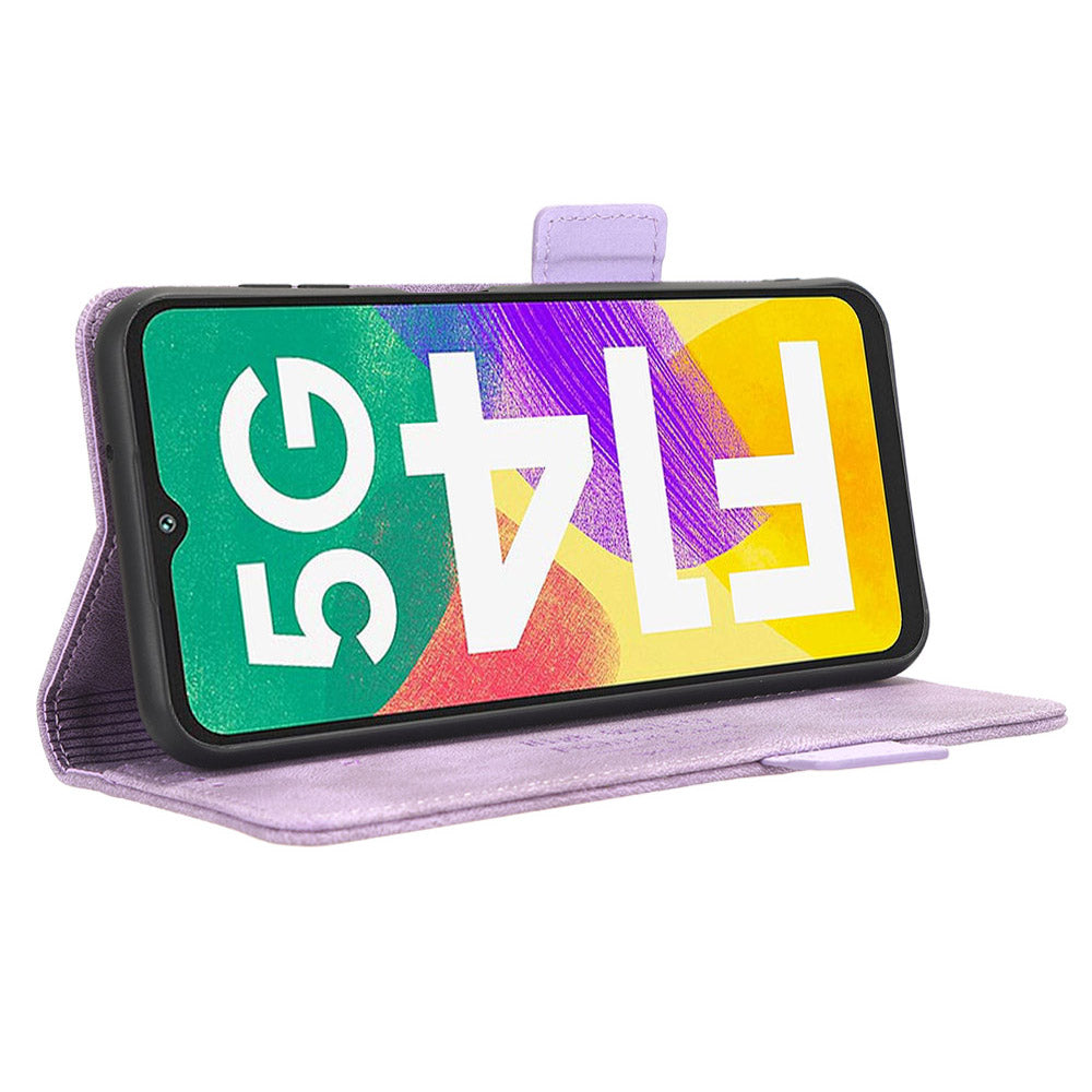 For Samsung Galaxy F14 5G Fall Proof Phone Case Hardware Decor PU Leather Wallet Stand Cover