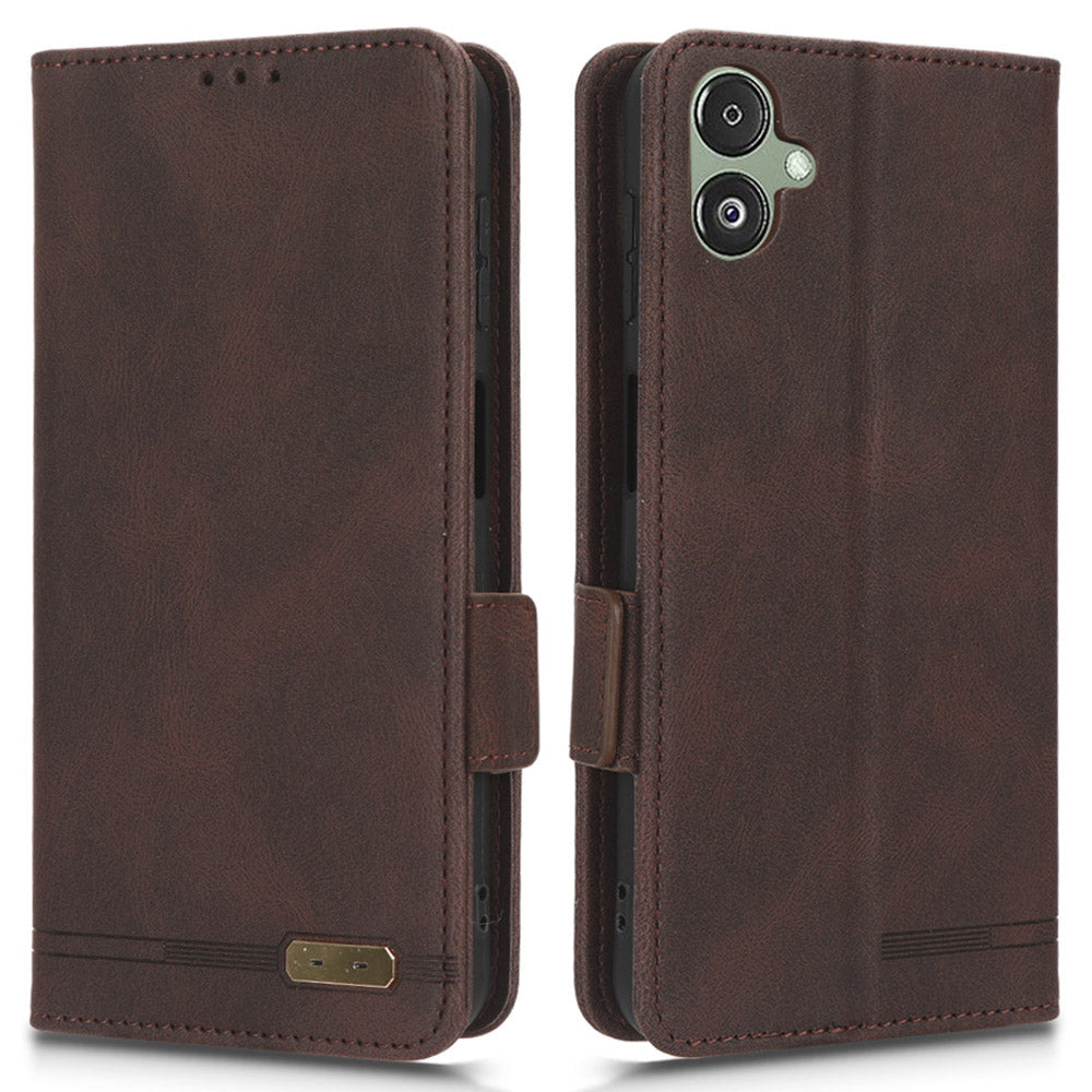 For Samsung Galaxy F14 5G Fall Proof Phone Case Hardware Decor PU Leather Wallet Stand Cover