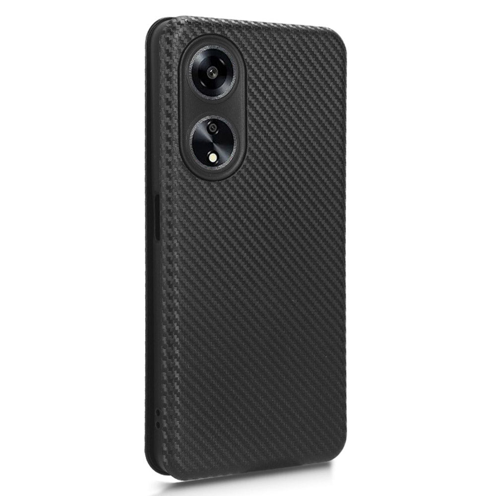 Stand Cover for Oppo A1 5G Carbon Fiber Texture Card Slot PU Leather Shockproof Phone Case