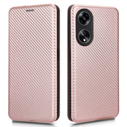 Stand Cover for Oppo A1 5G Carbon Fiber Texture Card Slot PU Leather Shockproof Phone Case
