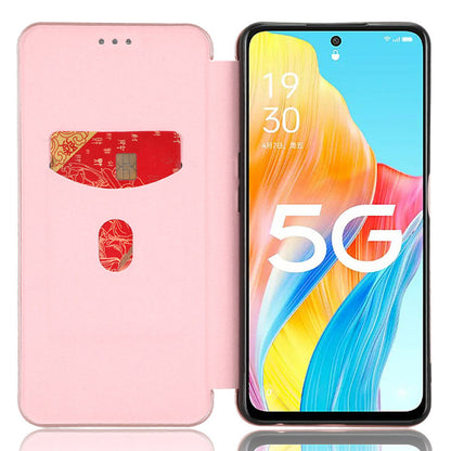 Stand Cover for Oppo A1 5G Carbon Fiber Texture Card Slot PU Leather Shockproof Phone Case