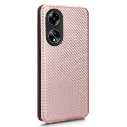 Stand Cover for Oppo A1 5G Carbon Fiber Texture Card Slot PU Leather Shockproof Phone Case