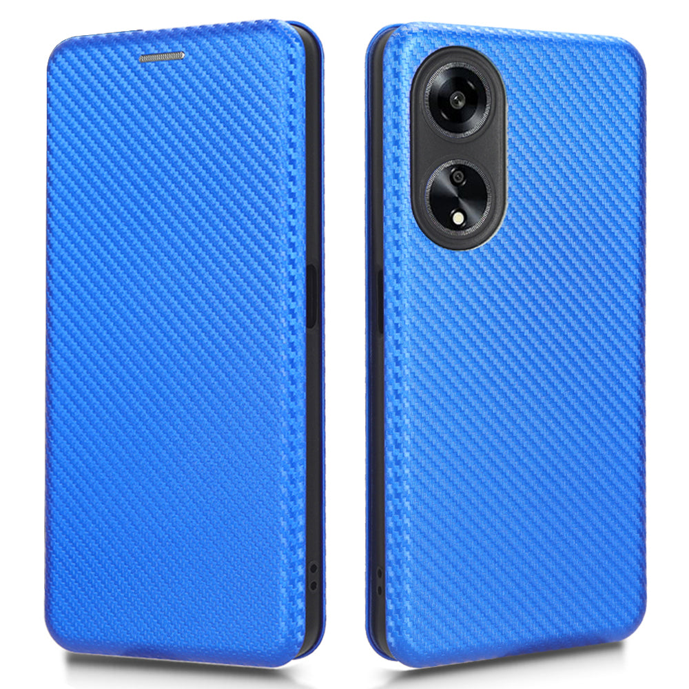 Stand Cover for Oppo A1 5G Carbon Fiber Texture Card Slot PU Leather Shockproof Phone Case