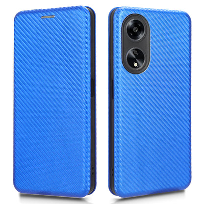 Stand Cover for Oppo A1 5G Carbon Fiber Texture Card Slot PU Leather Shockproof Phone Case
