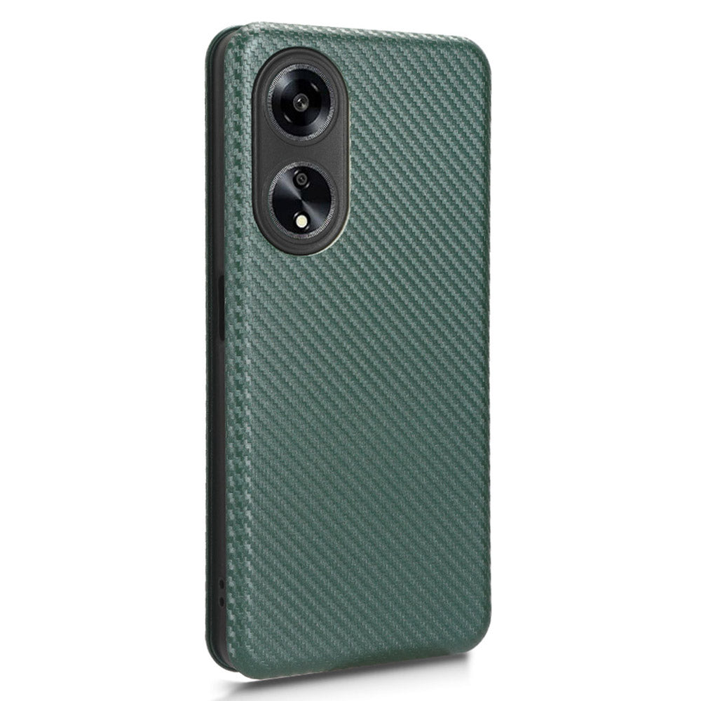 Stand Cover for Oppo A1 5G Carbon Fiber Texture Card Slot PU Leather Shockproof Phone Case
