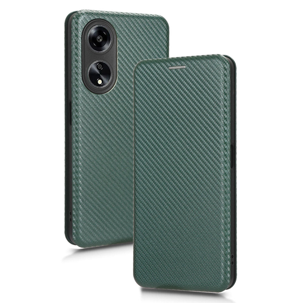 Stand Cover for Oppo A1 5G Carbon Fiber Texture Card Slot PU Leather Shockproof Phone Case