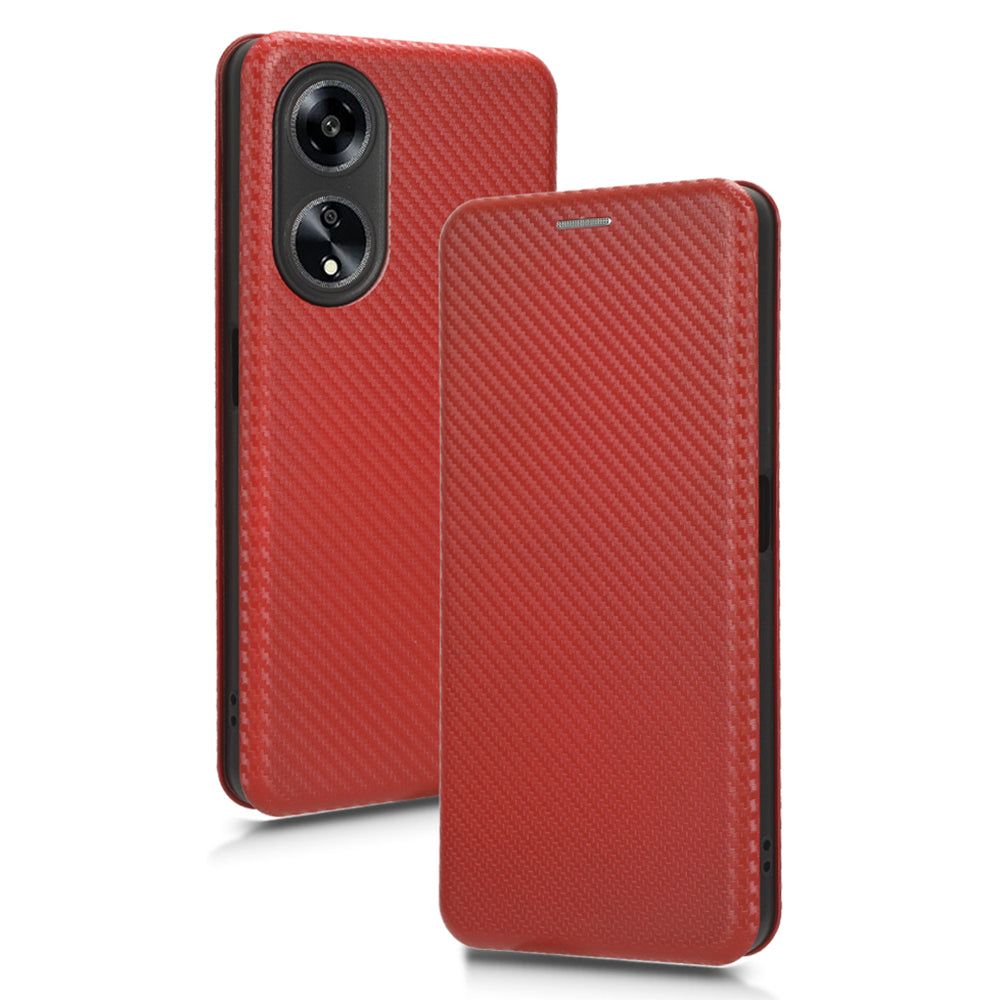 Stand Cover for Oppo A1 5G Carbon Fiber Texture Card Slot PU Leather Shockproof Phone Case
