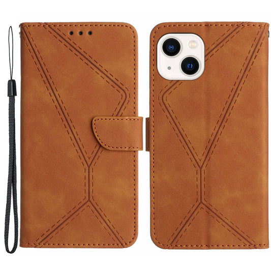 HT05 Full Protection Cover for iPhone 14 Plus Skin-touch PU Leather Wallet Phone Flip Case with Strap