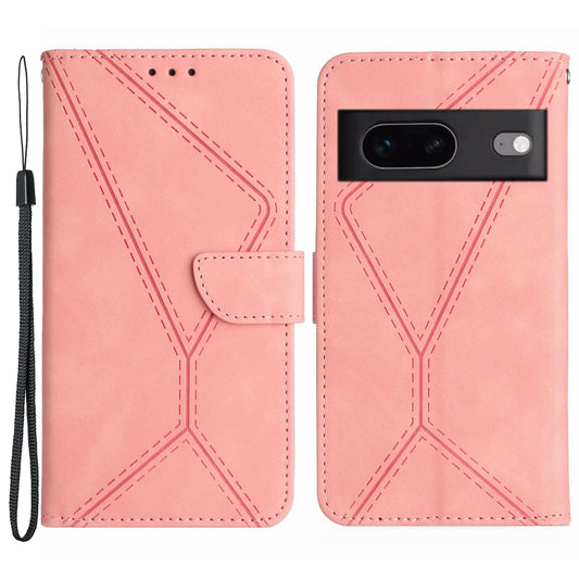 HT05 Wallet Cover for Google Pixel 7a Skin-touch Phone Case Bump Proof PU Leather Shell with Stand