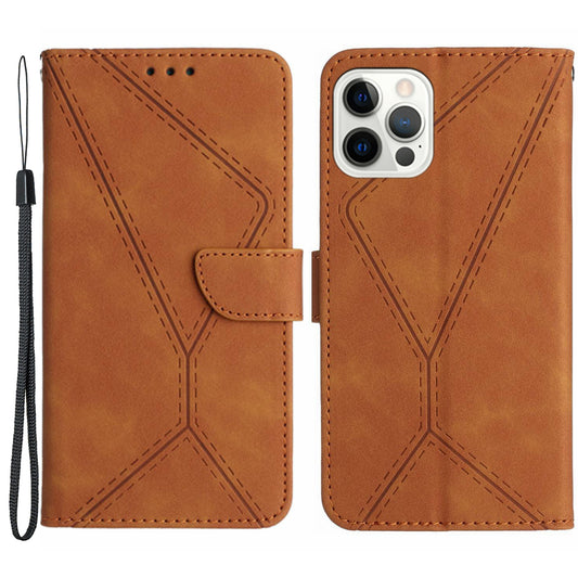 HT05 Wallet Cover for iPhone 12 / 12 Pro 6.1 inch Skin-touch Fully Wrapped Phone Case PU Leather Shell