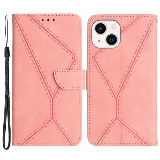 HT05 For iPhone 13 6.1 inch Skin-touch Fully Wrapped Phone Case Magnetic Clasp PU Leather Wallet Cover