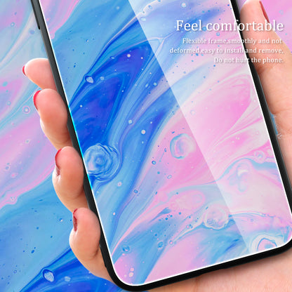For Realme V30 5G Marble Pattern Tempered Glass Back Case Shockproof Anti-Slip PC+TPU Phone Cover