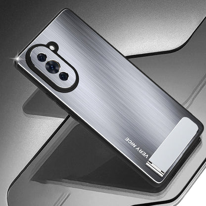 For Huawei nova 10 Pro 4G Kickstand Phone Case TPU Frame Aluminium Alloy Brushed Cover