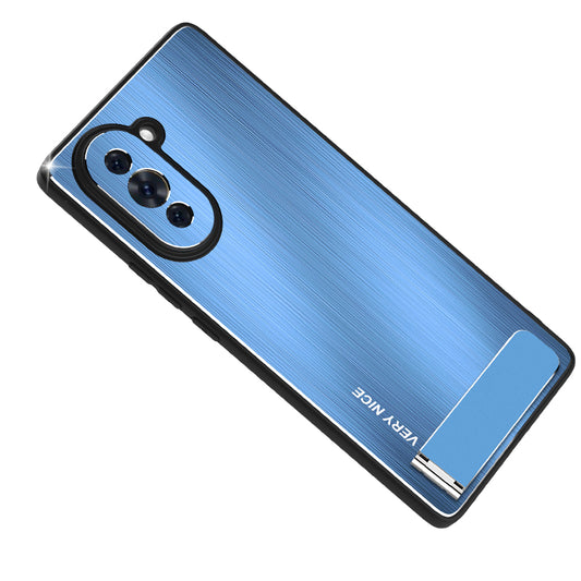 For Huawei nova 10 4G Brushed Anti-Scratch Phone Case TPU Frame Aluminium Alloy Back Kickstand Cover