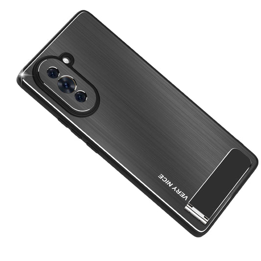 For Huawei nova 10 4G Brushed Anti-Scratch Phone Case TPU Frame Aluminium Alloy Back Kickstand Cover