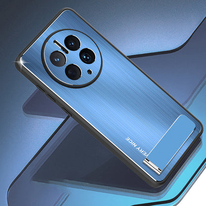 For Huawei Mate 50 Pro 4G Kickstand Phone Case Brushed Aluminium Alloy Back TPU Edge Shockproof Cover
