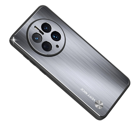 For Huawei Mate 50 Pro 4G Anti-Fingerprint Brushed Phone Case TPU Edge Aluminium Alloy Back Metal Cover
