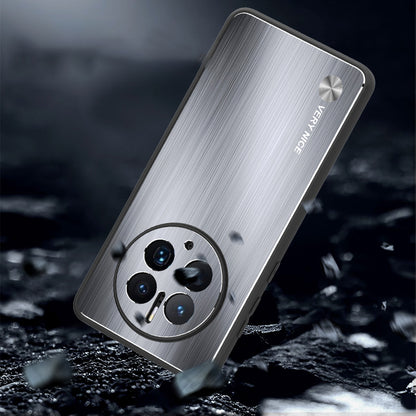For Huawei Mate 50 Pro 4G Anti-Fingerprint Brushed Phone Case TPU Edge Aluminium Alloy Back Metal Cover