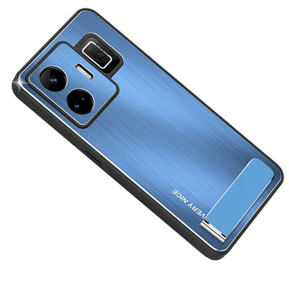 For Realme GT Neo 5 5G / GT3 5G Kickstand Brushed Phone Cover Aluminium Alloy Back TPU Frame Tough Shockproof Case