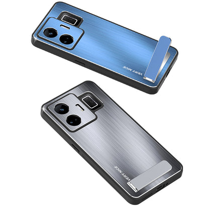 For Realme GT Neo 5 5G / GT3 5G Kickstand Brushed Phone Cover Aluminium Alloy Back TPU Frame Tough Shockproof Case