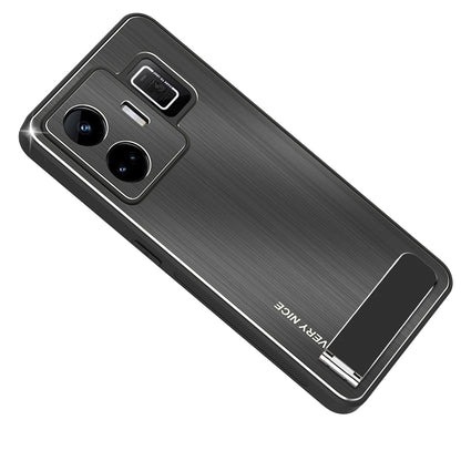 For Realme GT Neo 5 5G / GT3 5G Kickstand Brushed Phone Cover Aluminium Alloy Back TPU Frame Tough Shockproof Case