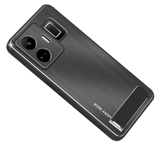 For Realme GT Neo 5 5G / GT3 5G Kickstand Brushed Phone Cover Aluminium Alloy Back TPU Frame Tough Shockproof Case