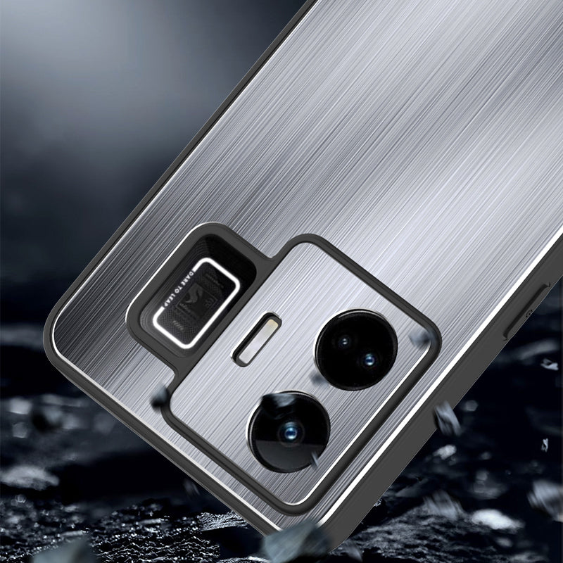 For Realme GT Neo 5 5G / GT3 5G Brushed Back Case Aluminium Alloy TPU Frame Hybrid Phone Cover