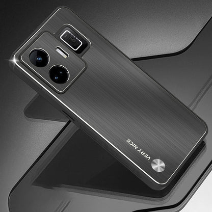 For Realme GT Neo 5 5G / GT3 5G Brushed Back Case Aluminium Alloy TPU Frame Hybrid Phone Cover