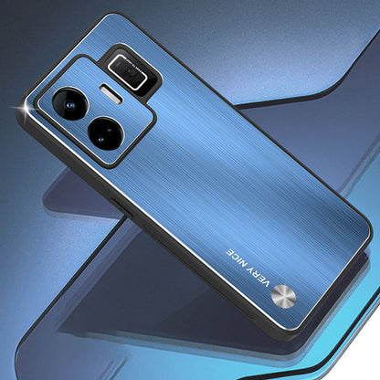 For Realme GT Neo 5 5G / GT3 5G Brushed Back Case Aluminium Alloy TPU Frame Hybrid Phone Cover