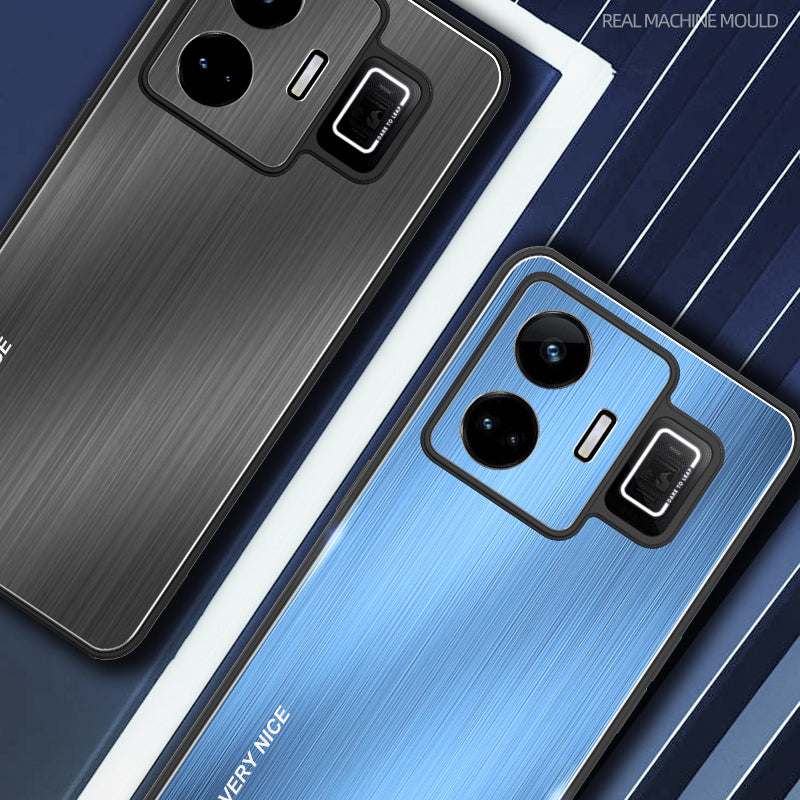 For Realme GT Neo 5 5G / GT3 5G Brushed Back Case Aluminium Alloy TPU Frame Hybrid Phone Cover