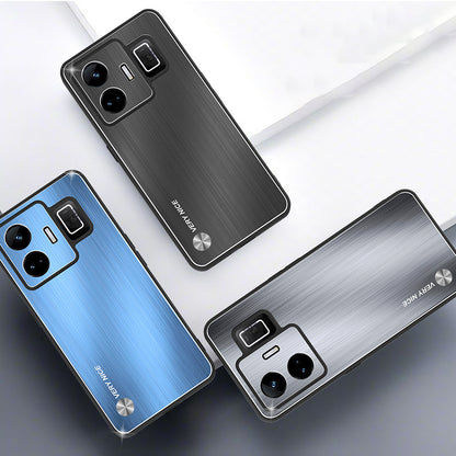 For Realme GT Neo 5 5G / GT3 5G Brushed Back Case Aluminium Alloy TPU Frame Hybrid Phone Cover