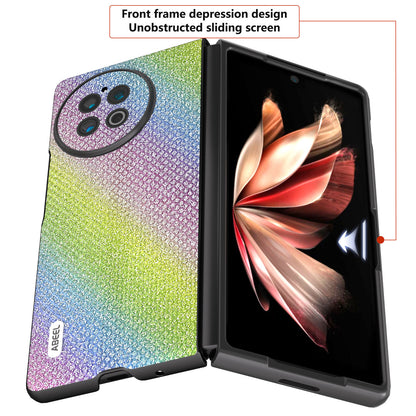 ABEEL For vivo X Fold2 Glitter Rhinestone Texture Phone Case Top-Layer Cowhide Leather+PC Cover