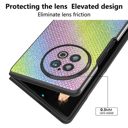 ABEEL For vivo X Fold2 Glitter Rhinestone Texture Phone Case Top-Layer Cowhide Leather+PC Cover