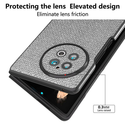 ABEEL For vivo X Fold2 Glitter Rhinestone Texture Phone Case Top-Layer Cowhide Leather+PC Cover