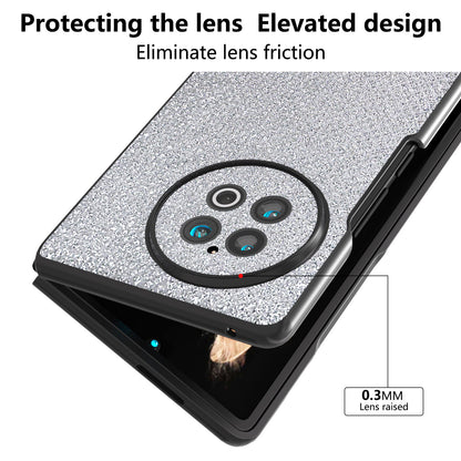 ABEEL For vivo X Fold2 Glitter Rhinestone Texture Phone Case Top-Layer Cowhide Leather+PC Cover