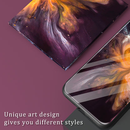 For Huawei P60 Art Shockproof Marble Pattern Tempered Glass Back Case PC+TPU Phone Cover