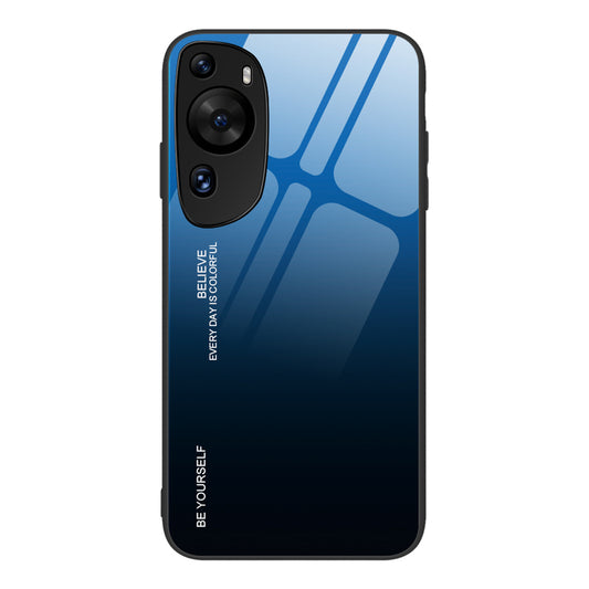 For Huawei P60 Art Gradient Color Phone Case Anti-Scratch Tempered Glass + PC + TPU Hybrid Cover