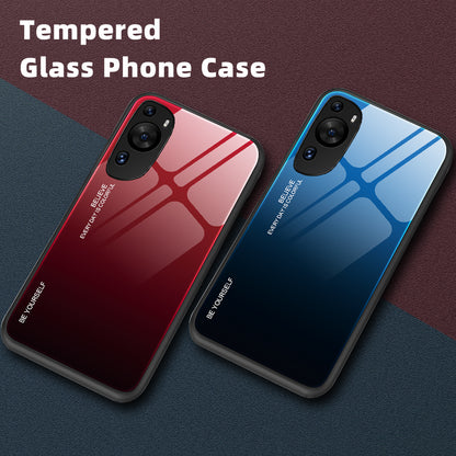 For Huawei P60 Art Gradient Color Phone Case Anti-Scratch Tempered Glass + PC + TPU Hybrid Cover
