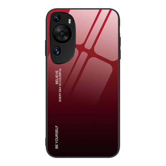 For Huawei P60 Art Gradient Color Phone Case Anti-Scratch Tempered Glass + PC + TPU Hybrid Cover