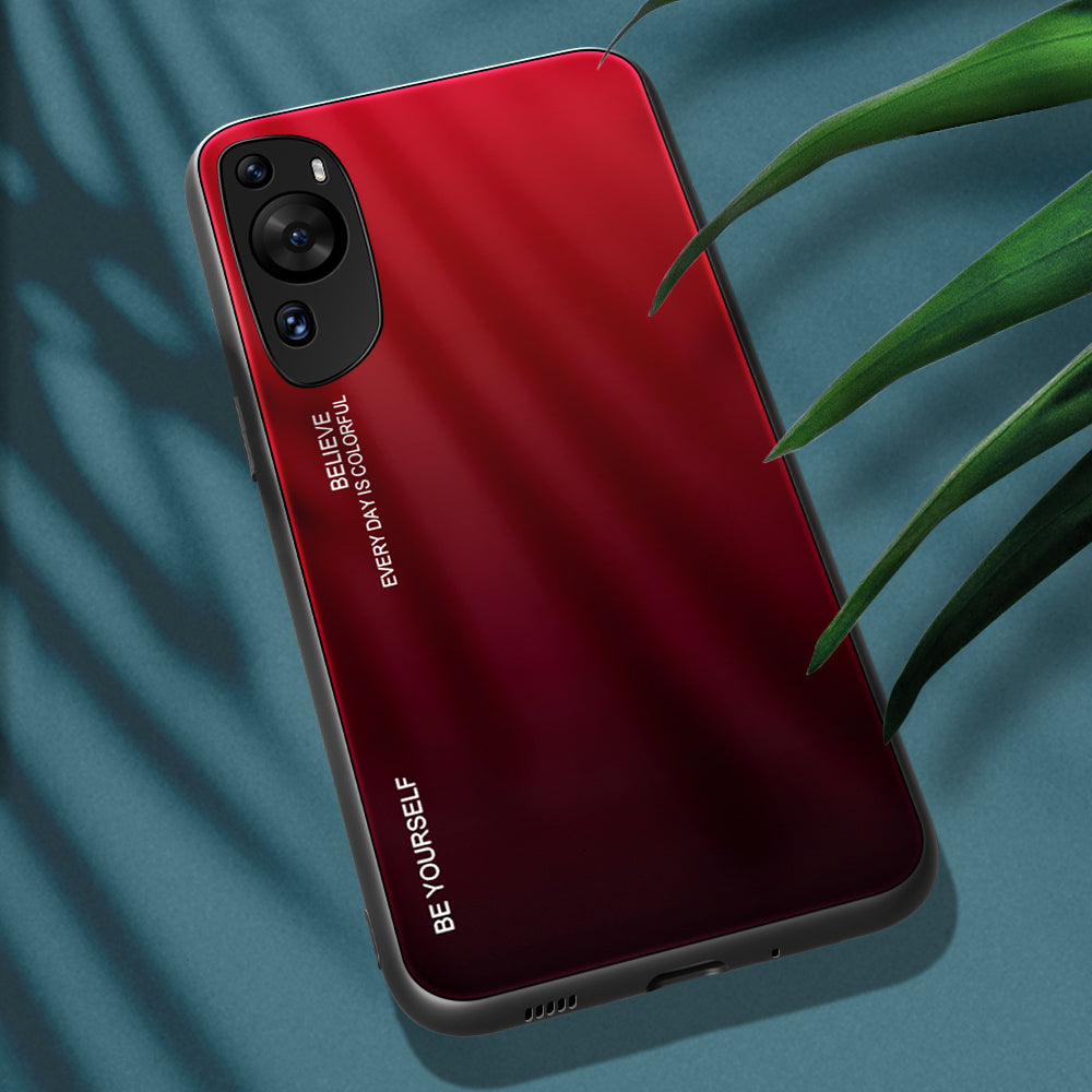 For Huawei P60 Art Gradient Color Phone Case Anti-Scratch Tempered Glass + PC + TPU Hybrid Cover