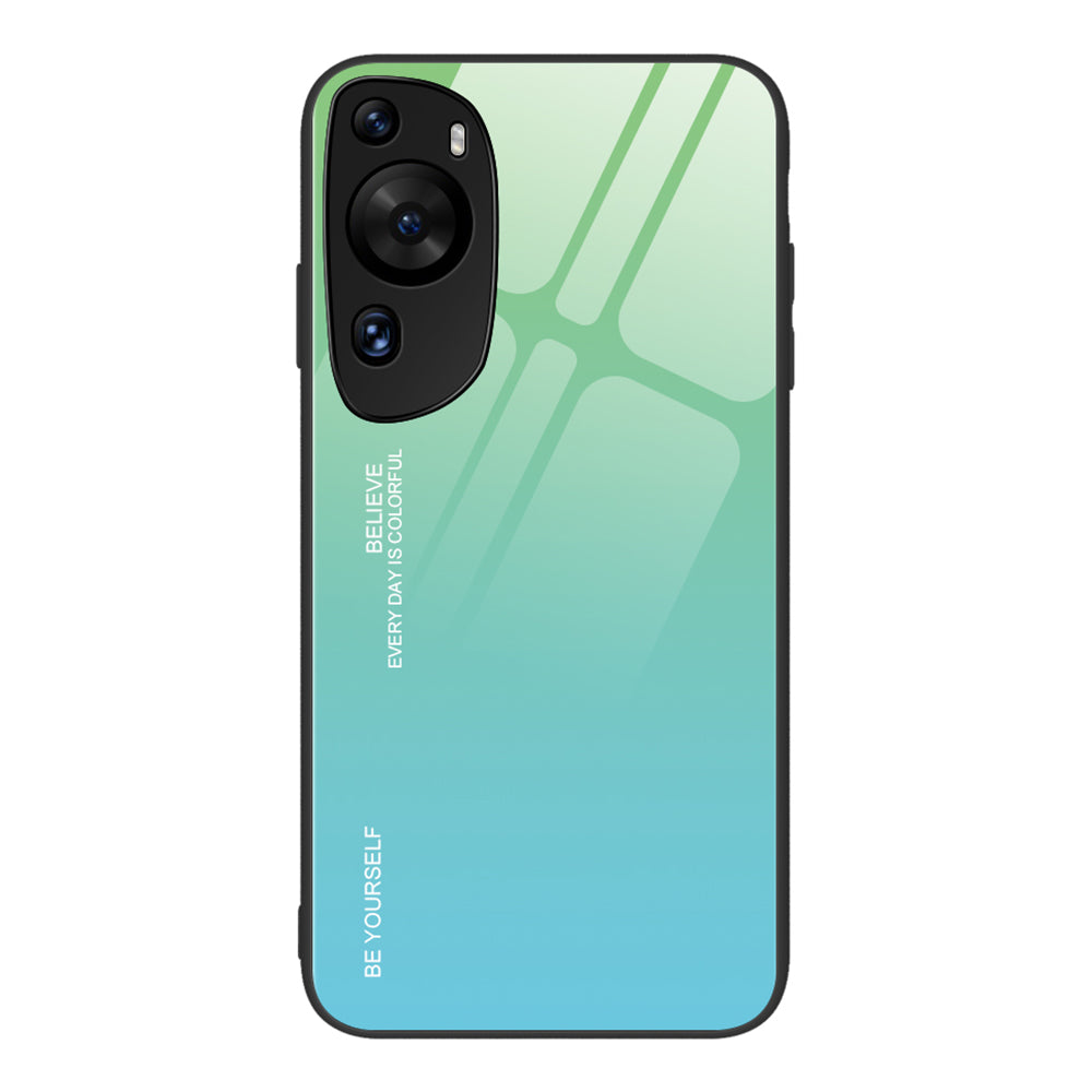 For Huawei P60 Art Gradient Color Phone Case Anti-Scratch Tempered Glass + PC + TPU Hybrid Cover