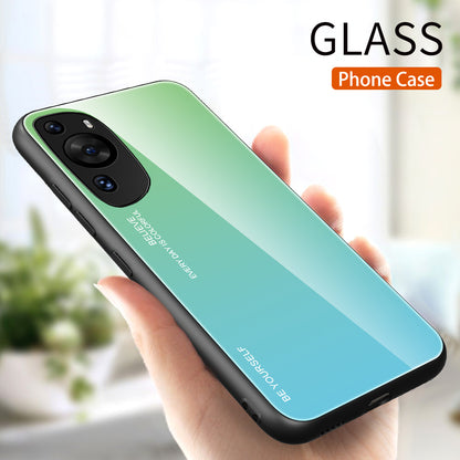 For Huawei P60 Art Gradient Color Phone Case Anti-Scratch Tempered Glass + PC + TPU Hybrid Cover