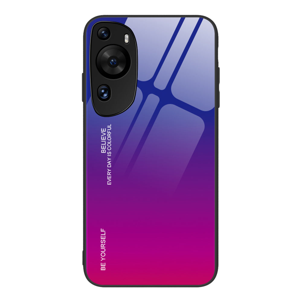 For Huawei P60 Art Gradient Color Phone Case Anti-Scratch Tempered Glass + PC + TPU Hybrid Cover