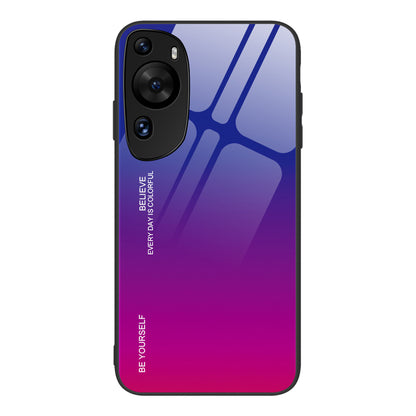 For Huawei P60 Art Gradient Color Phone Case Anti-Scratch Tempered Glass + PC + TPU Hybrid Cover