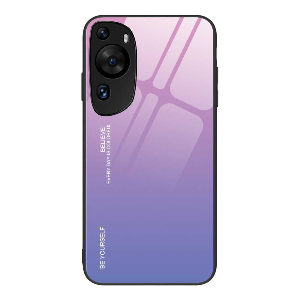 For Huawei P60 Art Gradient Color Phone Case Anti-Scratch Tempered Glass + PC + TPU Hybrid Cover