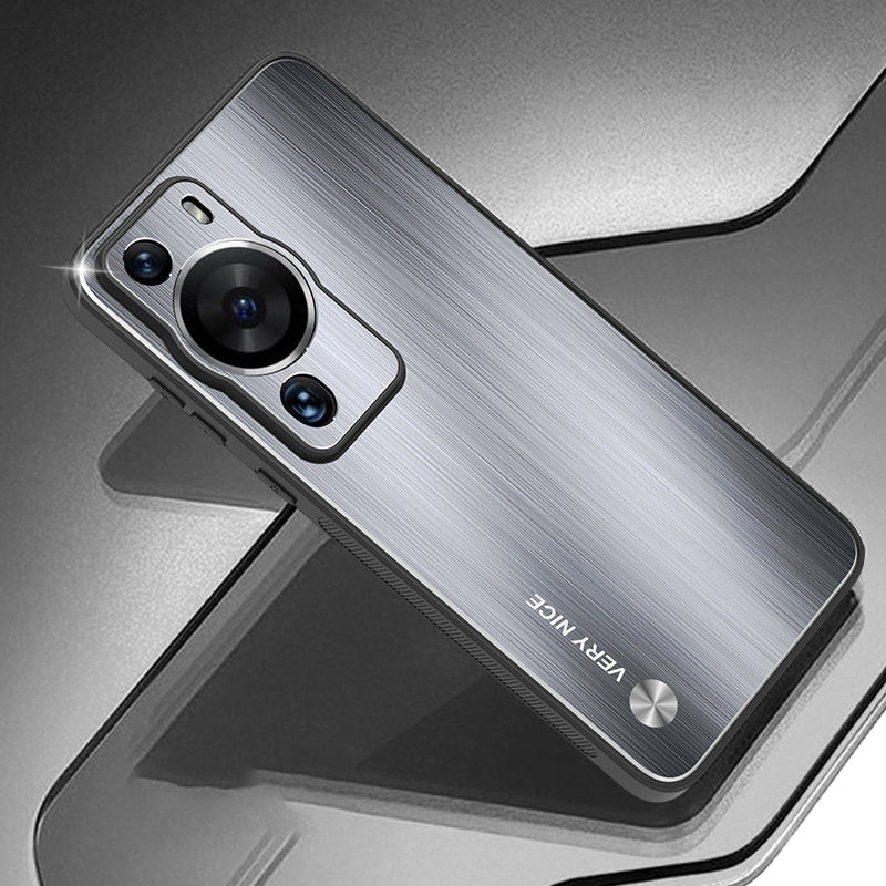 For Huawei P60 Pro Aluminium Alloy + TPU Protective Cover Brushed Scratch Resistant Phone Case