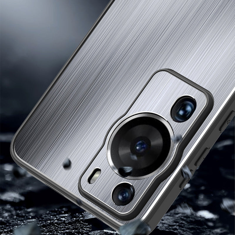 For Huawei P60 Pro Aluminium Alloy + TPU Protective Cover Brushed Scratch Resistant Phone Case